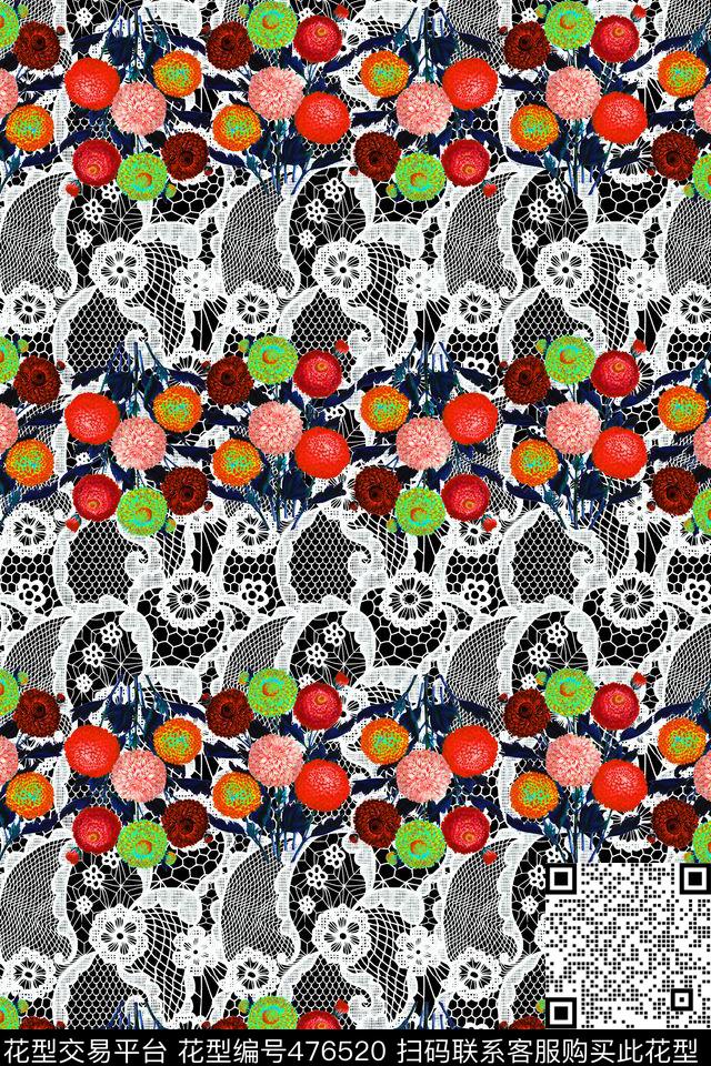 彩色花卉条纹数码印花华亿平台下载（图片编号: 476520） - 瓦栏（Walan）