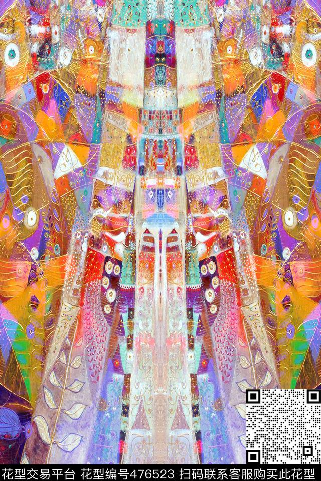 定位油画笔触数码印花华亿平台下载（图片编号: 476523） - 瓦栏（Walan）