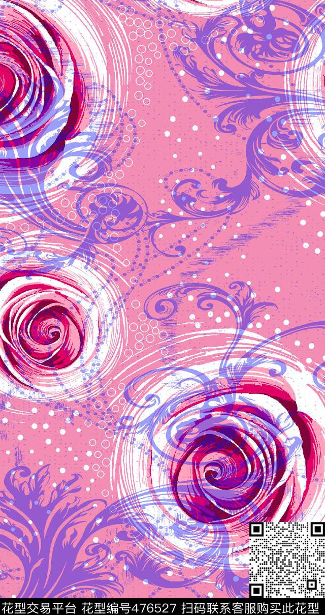 粉嫩甜美梦幻传统印花华亿平台下载（图片编号: 476527） - 瓦栏（Walan）