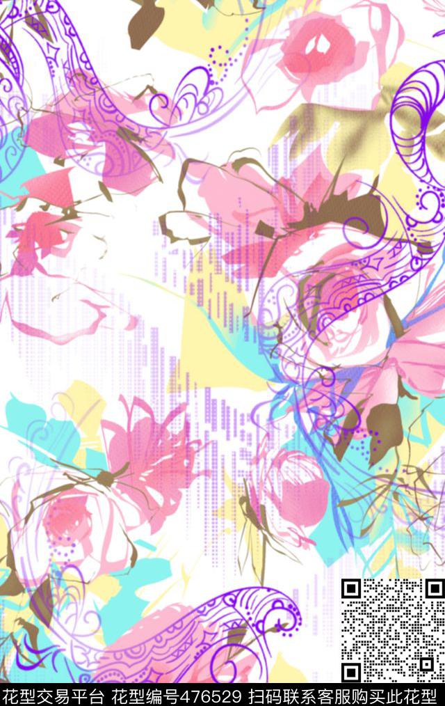 缤纷甜美粉嫩传统印花华亿平台下载（图片编号: 476529） - 瓦栏（Walan）