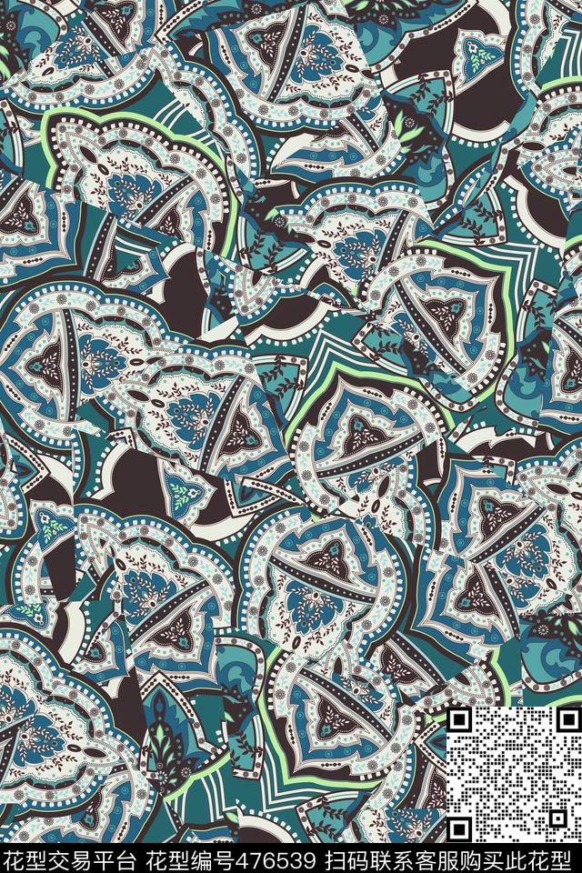 欧式腰果花佩斯利数码印花华亿平台下载（图片编号: 476539） - 瓦栏（Walan）