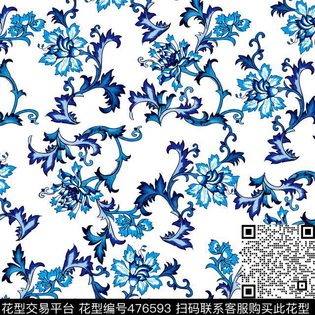 中国风时尚多色数码印花华亿平台下载（图片编号: 476593） - 瓦栏（Walan）