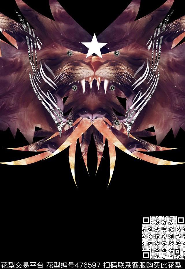 潮流时尚动物几何男装数码印花华亿平台下载（图片编号: 476597） - 瓦栏（Walan）