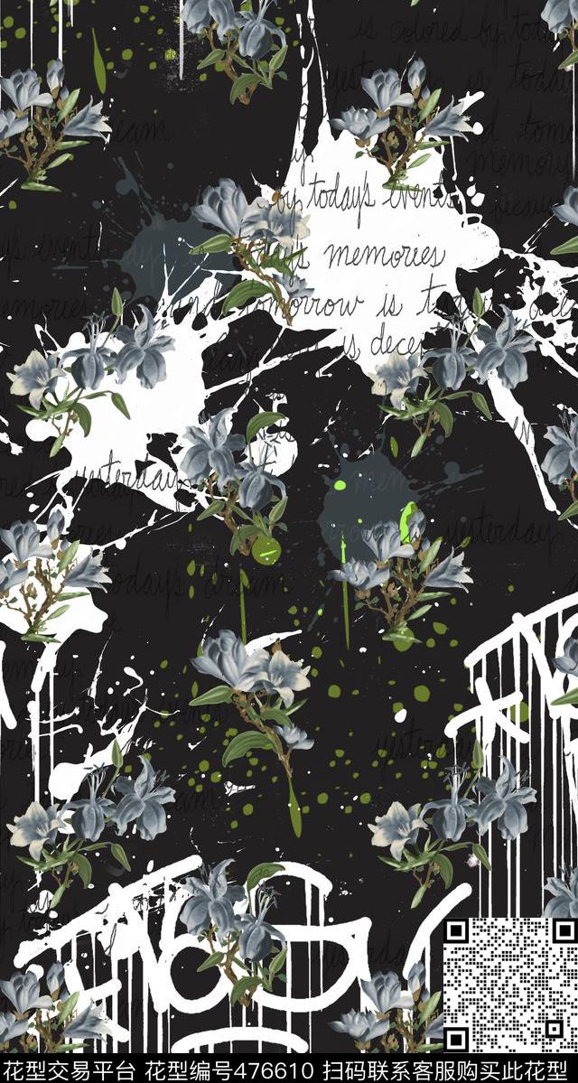 甜美清新字母肌理底纹小花传统印花华亿平台下载（图片编号: 476610） - 瓦栏（Walan）