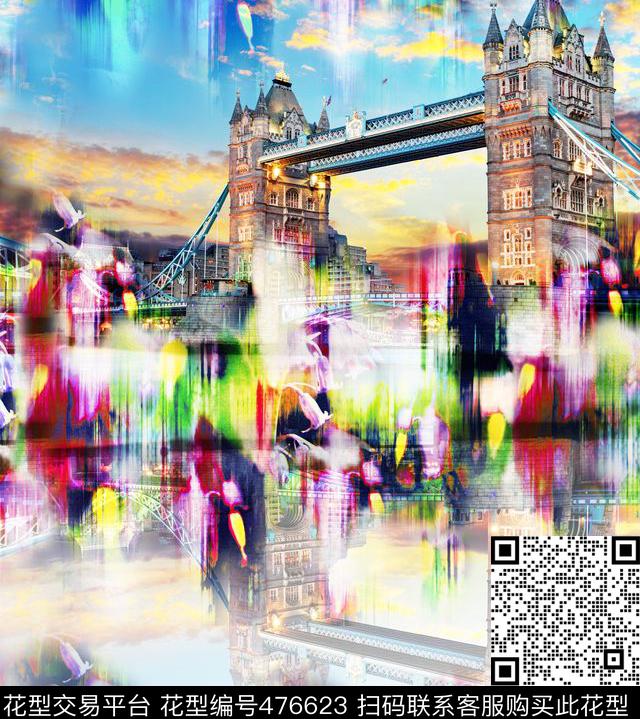 MAX-抽象自然风景海市蜃楼手绘花卉流行时尚数码印花华亿平台下载（图片编号: 476623） - 瓦栏（Walan）