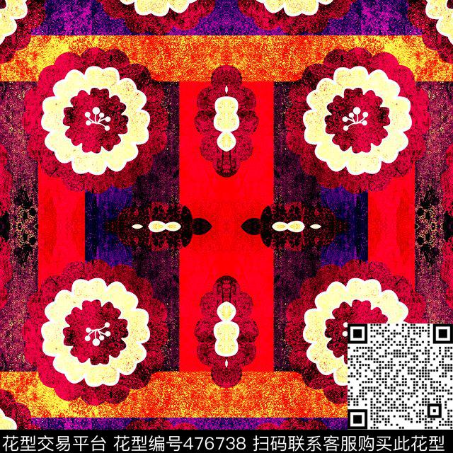 复古花卉格子数码印花华亿平台下载（图片编号: 476738） - 瓦栏（Walan）