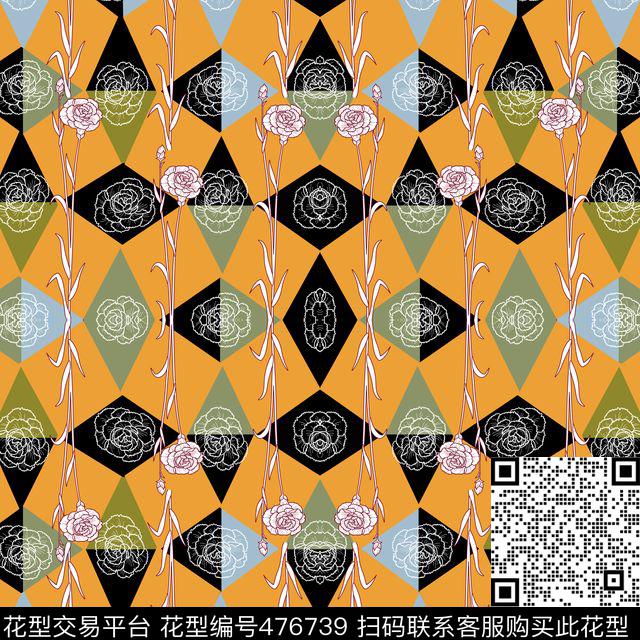 民族花卉格子传统印花华亿平台下载（图片编号: 476739） - 瓦栏（Walan）