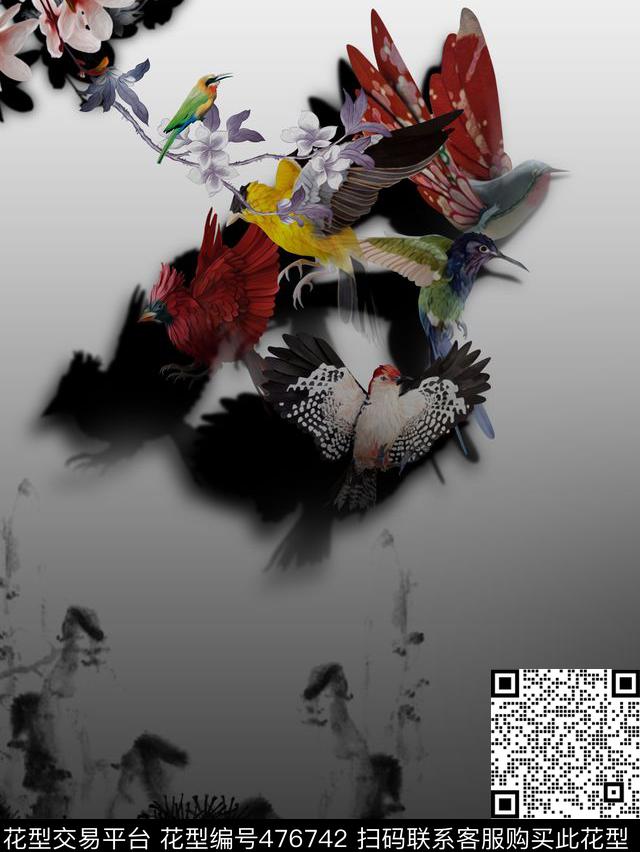 创意时尚立体三维山水墨画数码印花华亿平台下载（图片编号: 476742） - 瓦栏（Walan）