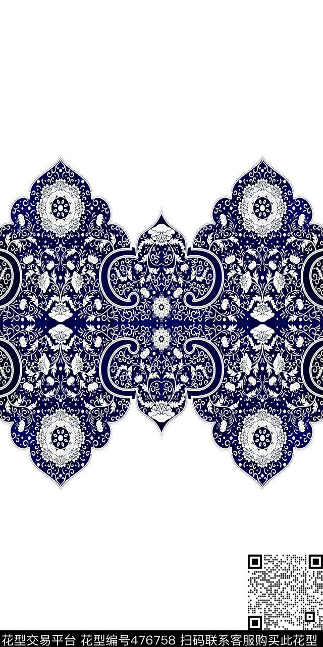 古典纹样青花青花瓷定位传统印花华亿平台下载（图片编号: 476758） - 瓦栏（Walan）