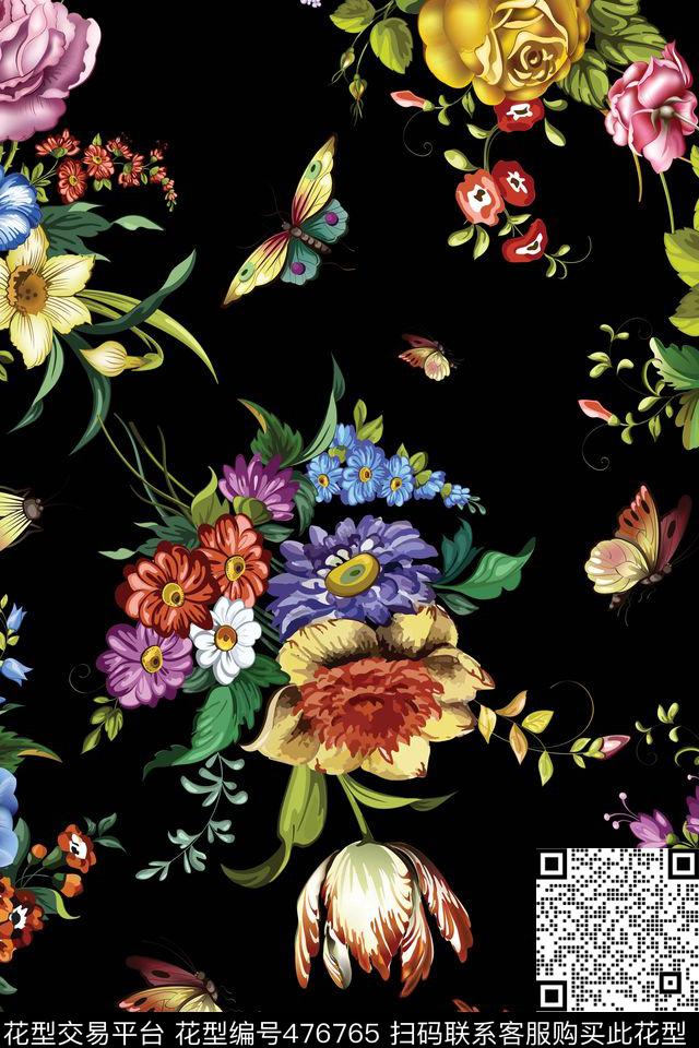 潮流大牌电脑手绘花卉卫衣数码印花华亿平台下载（图片编号: 476765） - 瓦栏（Walan）