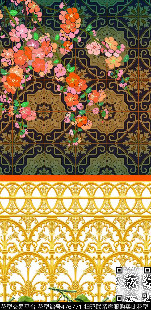 欧式风格金属装饰手绘水果数码印花华亿平台下载（图片编号: 476771） - 瓦栏（Walan）