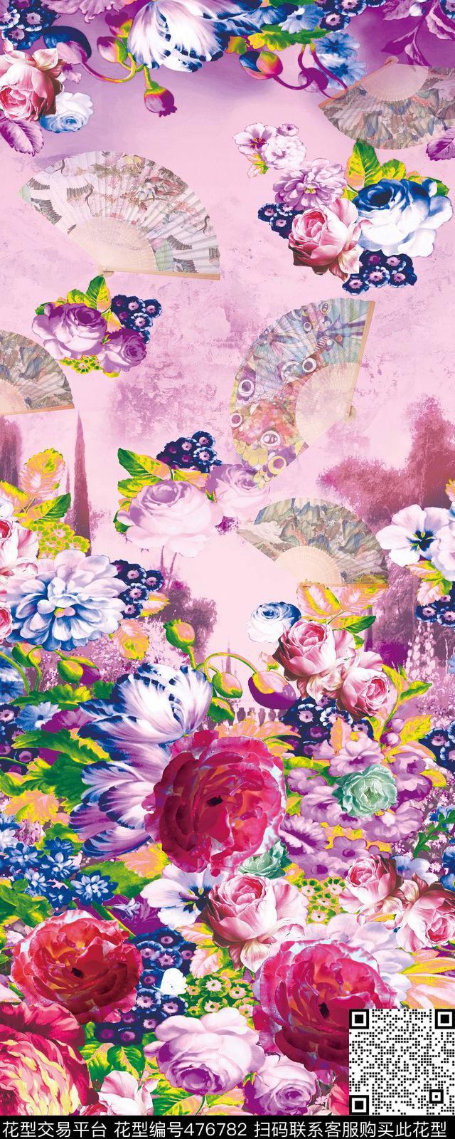 花卉潮流大牌定位花卉数码印花华亿平台下载（图片编号: 476782） - 瓦栏（Walan）