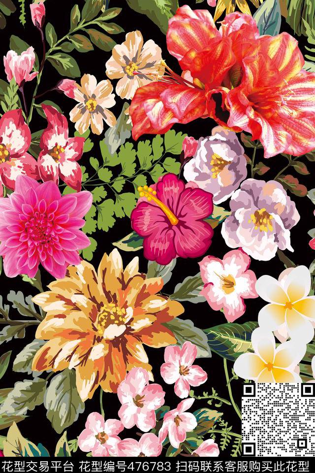 电脑手绘花卉热带花卉兰花数码印花华亿平台下载（图片编号: 476783） - 瓦栏（Walan）
