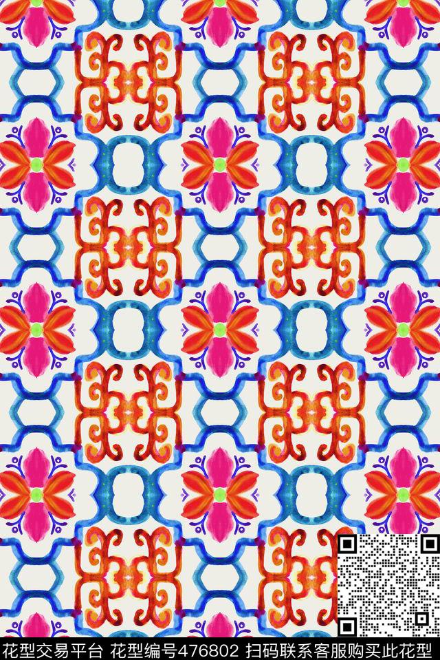 民族欧式花纹手绘数码印花华亿平台下载（图片编号: 476802） - 瓦栏（Walan）
