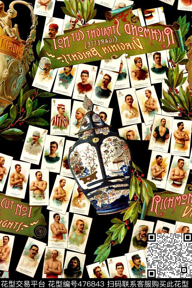 欧式复古照片数码印花华亿平台下载（图片编号: 476843） - 瓦栏（Walan）