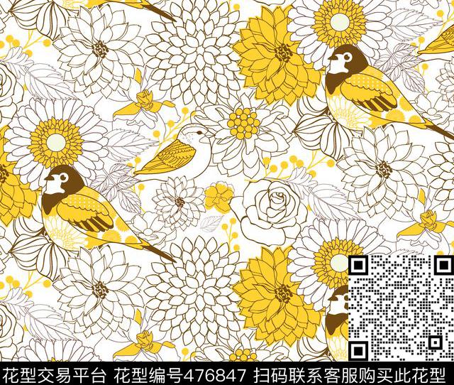 花朵花卉时尚大牌传统印花华亿平台下载（图片编号: 476847） - 瓦栏（Walan）