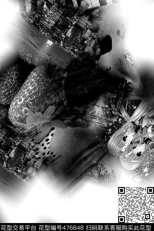 混搭大牌黑白灰数码印花华亿平台下载（图片编号: 476848） - 瓦栏（Walan）