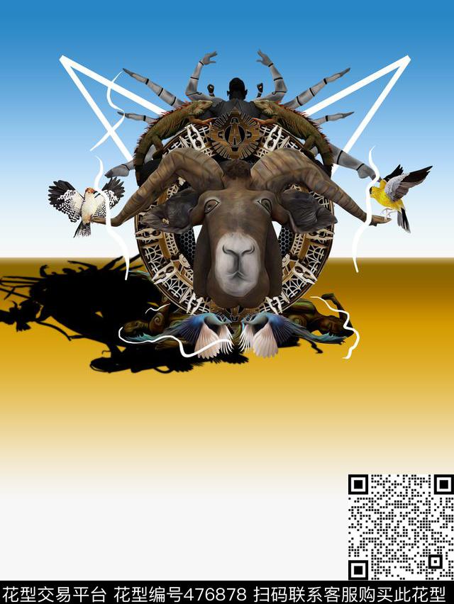 动物老鹰变色龙鸟人体彩绘数码印花华亿平台下载（图片编号: 476878） - 瓦栏（Walan）