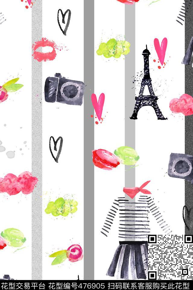 卡通手绘条纹数码印花华亿平台下载（图片编号: 476905） - 瓦栏（Walan）