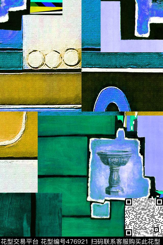 抽象油画结构数码印花华亿平台下载（图片编号: 476921） - 瓦栏（Walan）