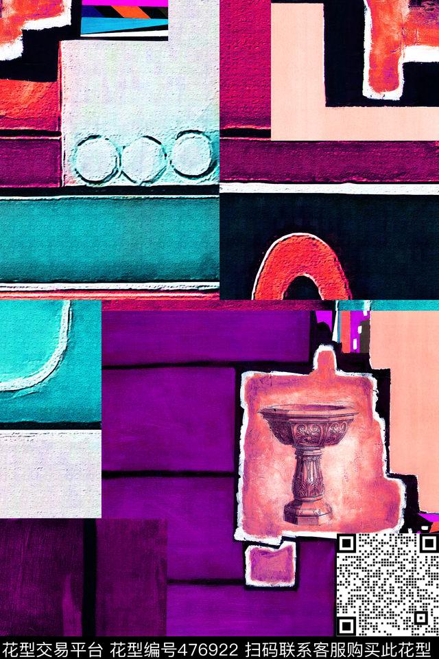 抽象油画结构数码印花华亿平台下载（图片编号: 476922） - 瓦栏（Walan）