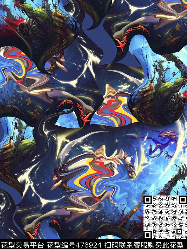 潮流抽象夹克华亿平台数码印花华亿平台下载（图片编号: 476924） - 瓦栏（Walan）