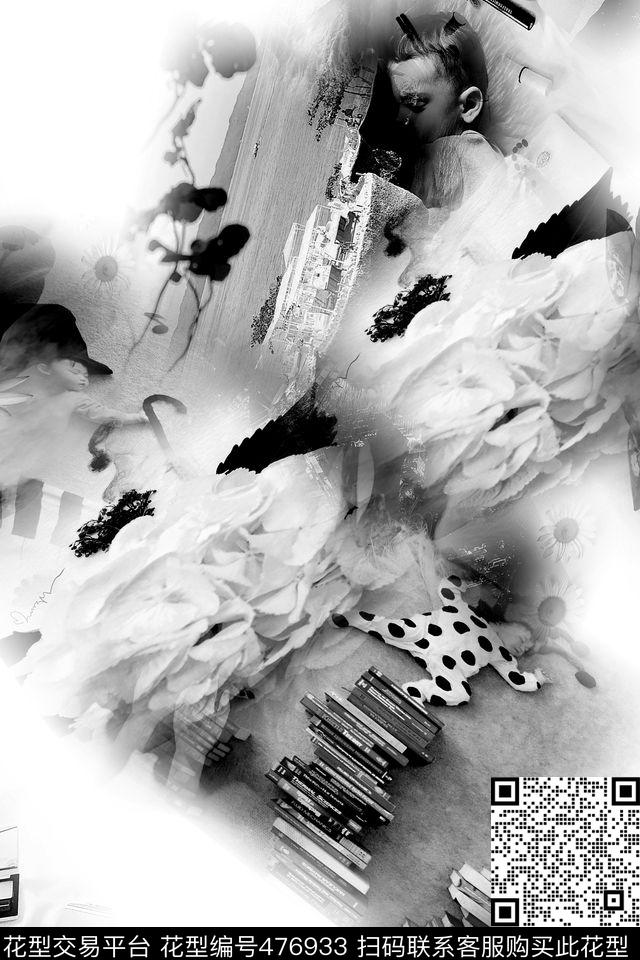 黑白灰混搭时尚数码印花华亿平台下载（图片编号: 476933） - 瓦栏（Walan）