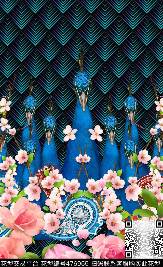 潮流时尚大牌手绘动物数码印花华亿平台下载（图片编号: 476955） - 瓦栏（Walan）