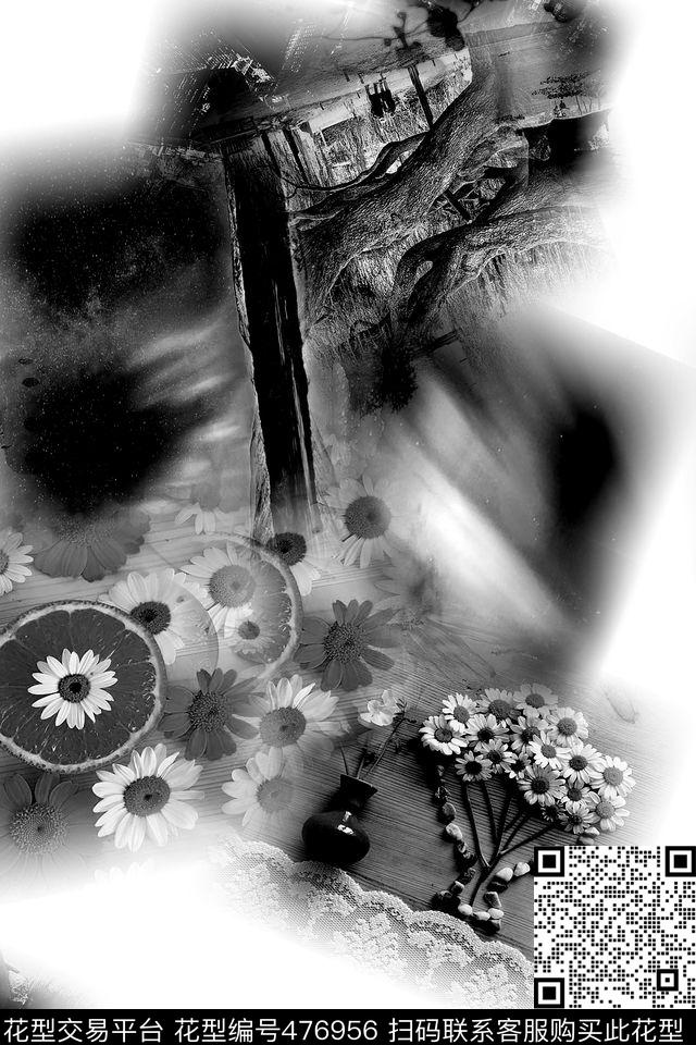大牌黑白灰时尚数码印花华亿平台下载（图片编号: 476956） - 瓦栏（Walan）