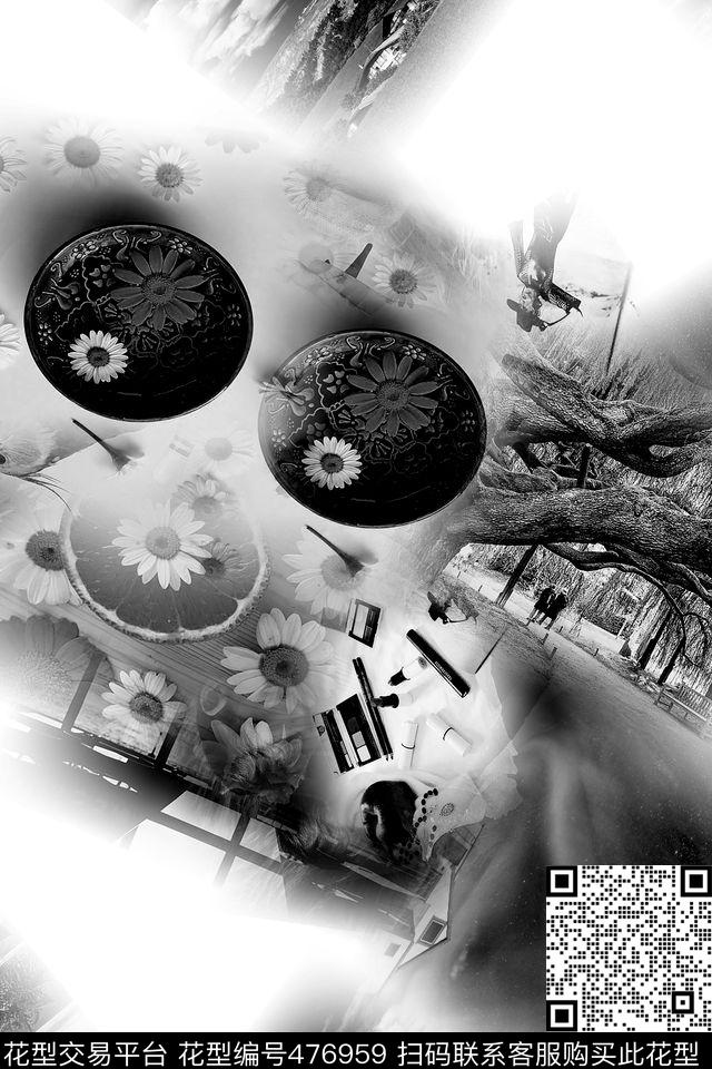 休闲混搭黑白灰数码印花华亿平台下载（图片编号: 476959） - 瓦栏（Walan）