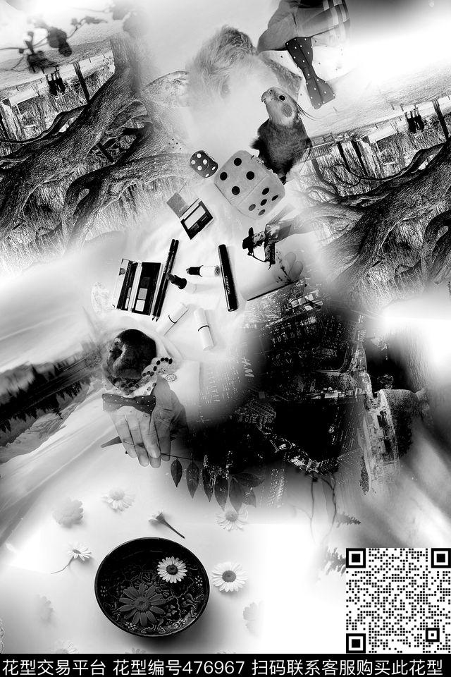大牌黑白灰时尚数码印花华亿平台下载（图片编号: 476967） - 瓦栏（Walan）
