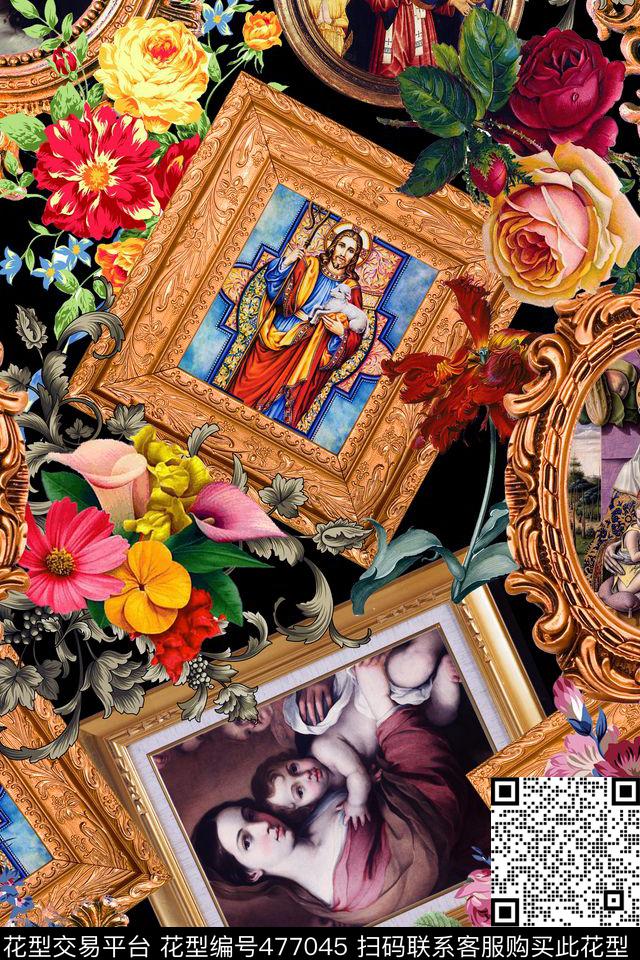 时尚欧式复古数码印花华亿平台下载（图片编号: 477045） - 瓦栏（Walan）