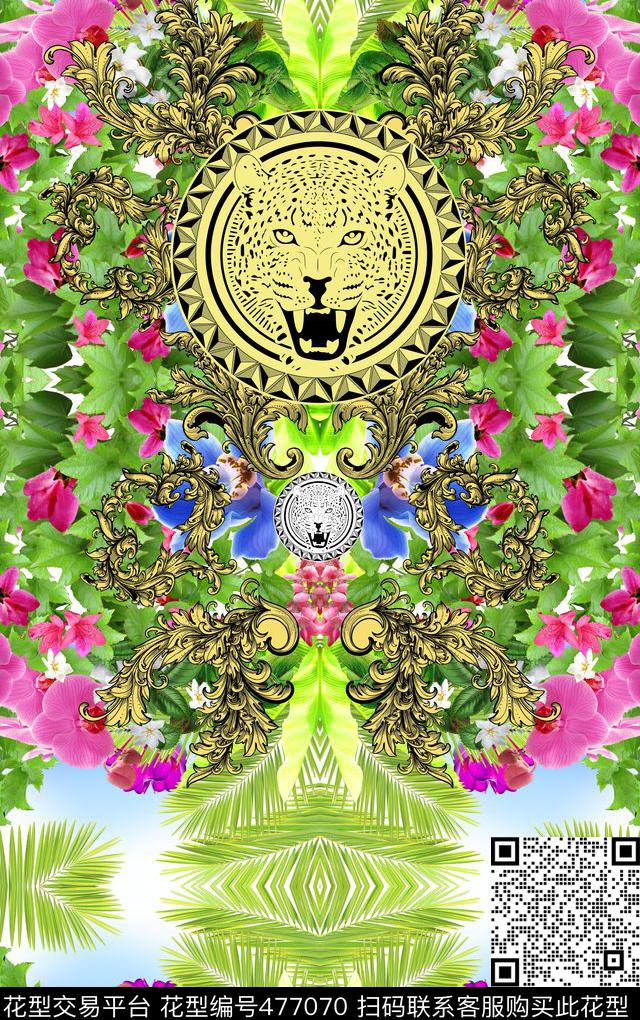 大花花边动物花卉数码印花华亿平台下载（图片编号: 477070） - 瓦栏（Walan）