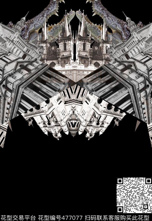 T恤卫衣夹克对称印花鳄鱼数码印花华亿平台下载（图片编号: 477077） - 瓦栏（Walan）