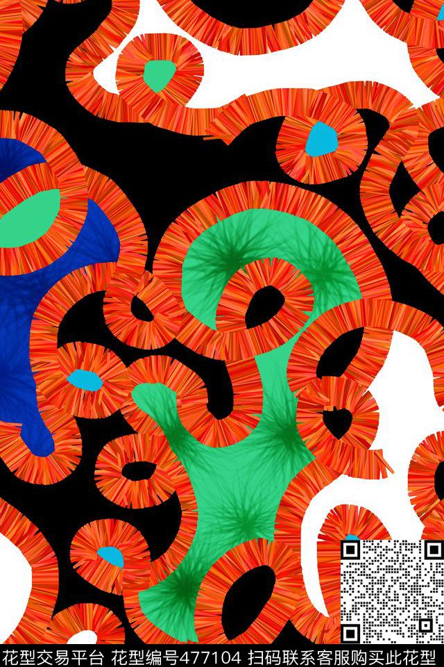 几何色块拼接艺术家笔触数码印花华亿平台下载（图片编号: 477104） - 瓦栏（Walan）