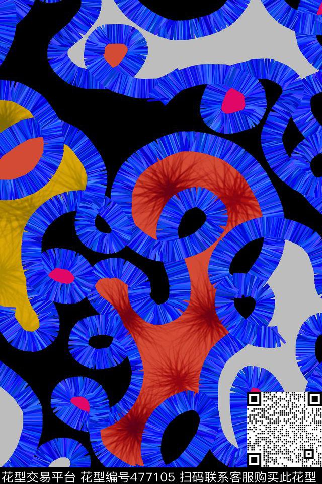 几何色块拼接艺术家笔触数码印花华亿平台下载（图片编号: 477105） - 瓦栏（Walan）