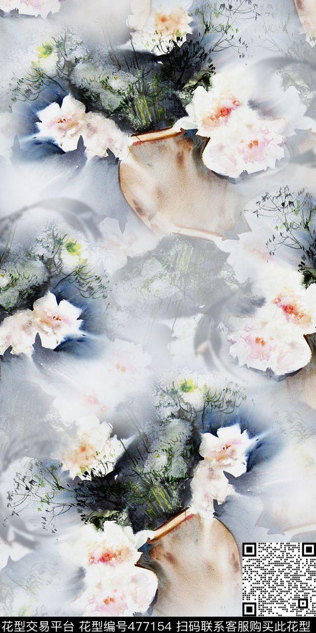 古典中国风素雅数码印花华亿平台下载（图片编号: 477154） - 瓦栏（Walan）