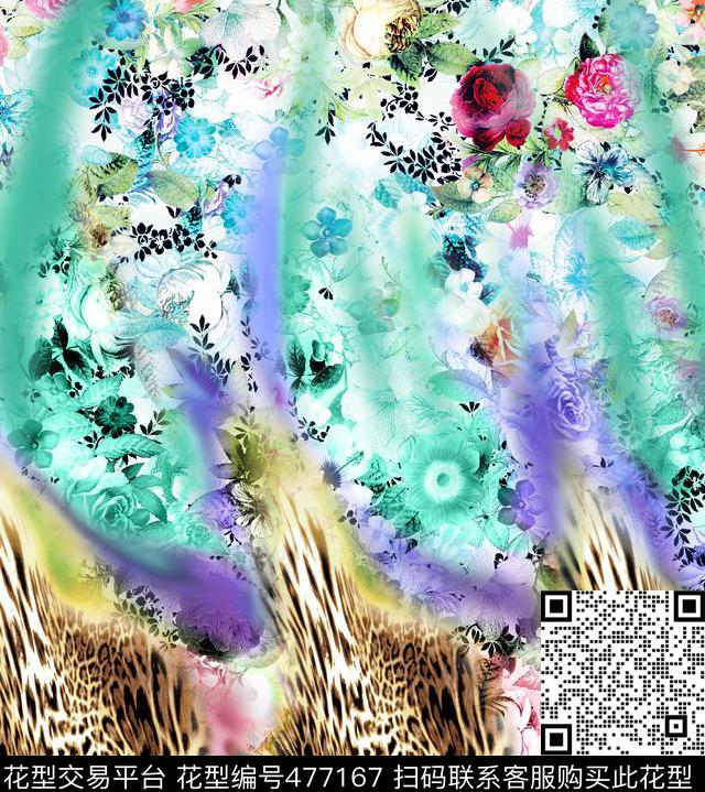 MAX-定位欧美民族风幻彩豹纹花流行时尚数码印花华亿平台下载（图片编号: 477167） - 瓦栏（Walan）
