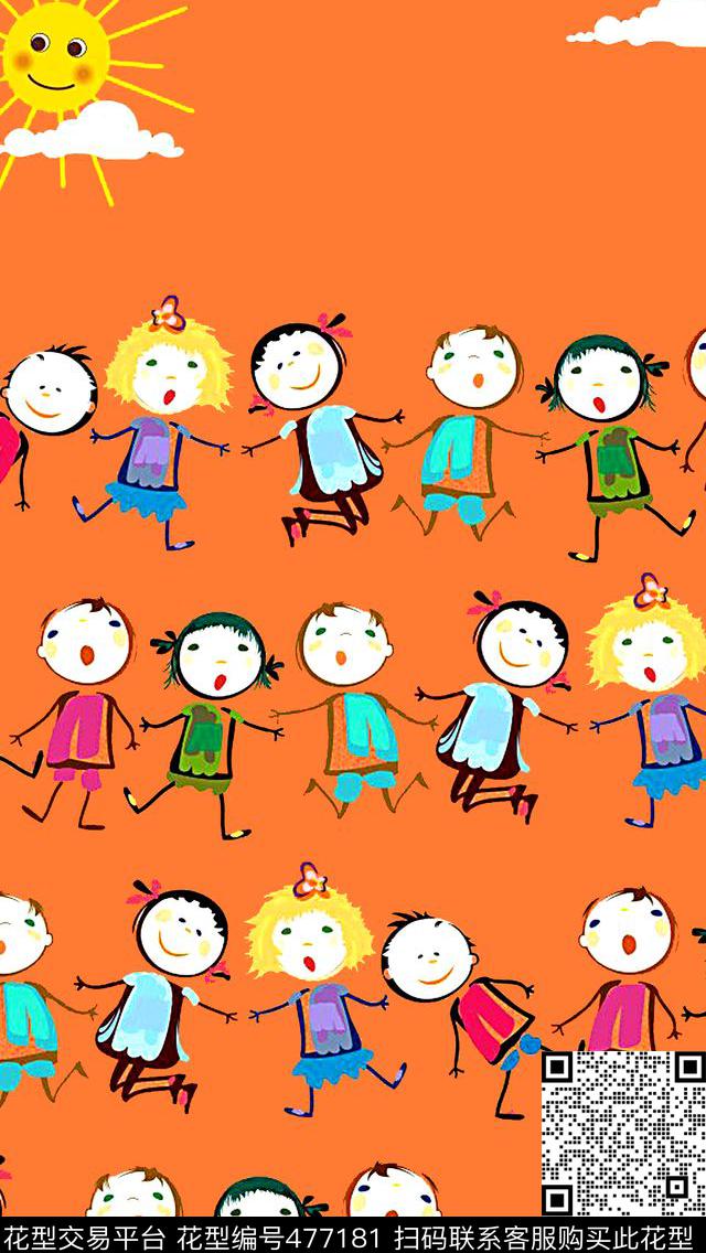 卡通手绘婴童童装数码印花华亿平台下载（图片编号: 477181） - 瓦栏（Walan）