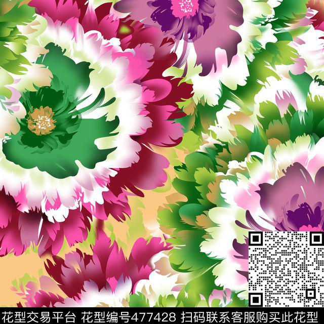 大花金昌分色图艳丽数码印花华亿平台下载（图片编号: 477428） - 瓦栏（Walan）
