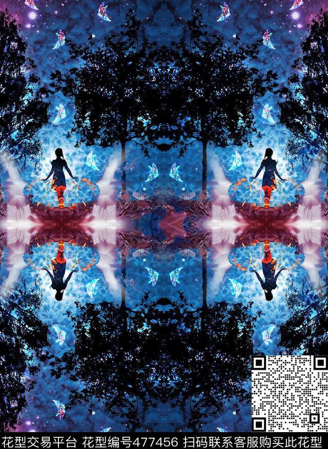 星空黑夜精灵炫光数码印花华亿平台下载（图片编号: 477456） - 瓦栏（Walan）
