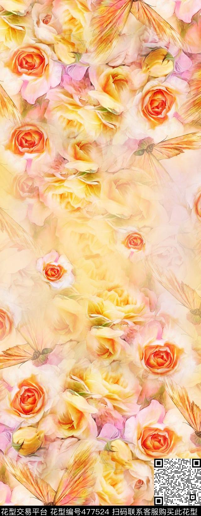 清新清新长巾花卉数码印花华亿平台下载（图片编号: 477524） - 瓦栏（Walan）