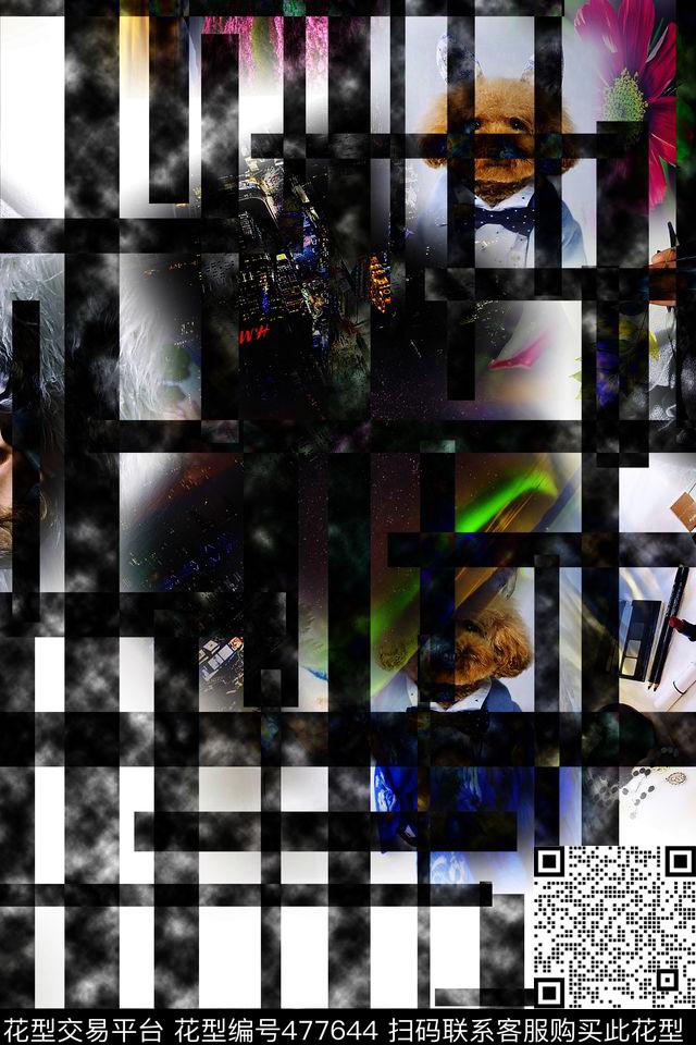 抽象风景条子数码印花华亿平台下载（图片编号: 477644） - 瓦栏（Walan）