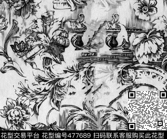 抽象几何花数码印花华亿平台下载（图片编号: 477689） - 瓦栏（Walan）
