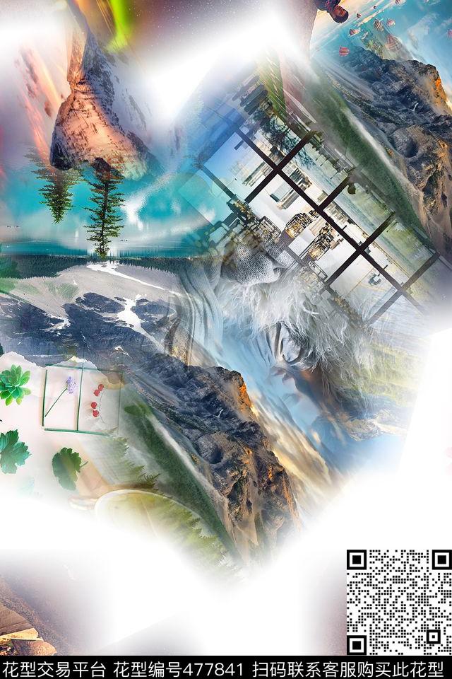 时尚混搭风景数码印花华亿平台下载（图片编号: 477841） - 瓦栏（Walan）