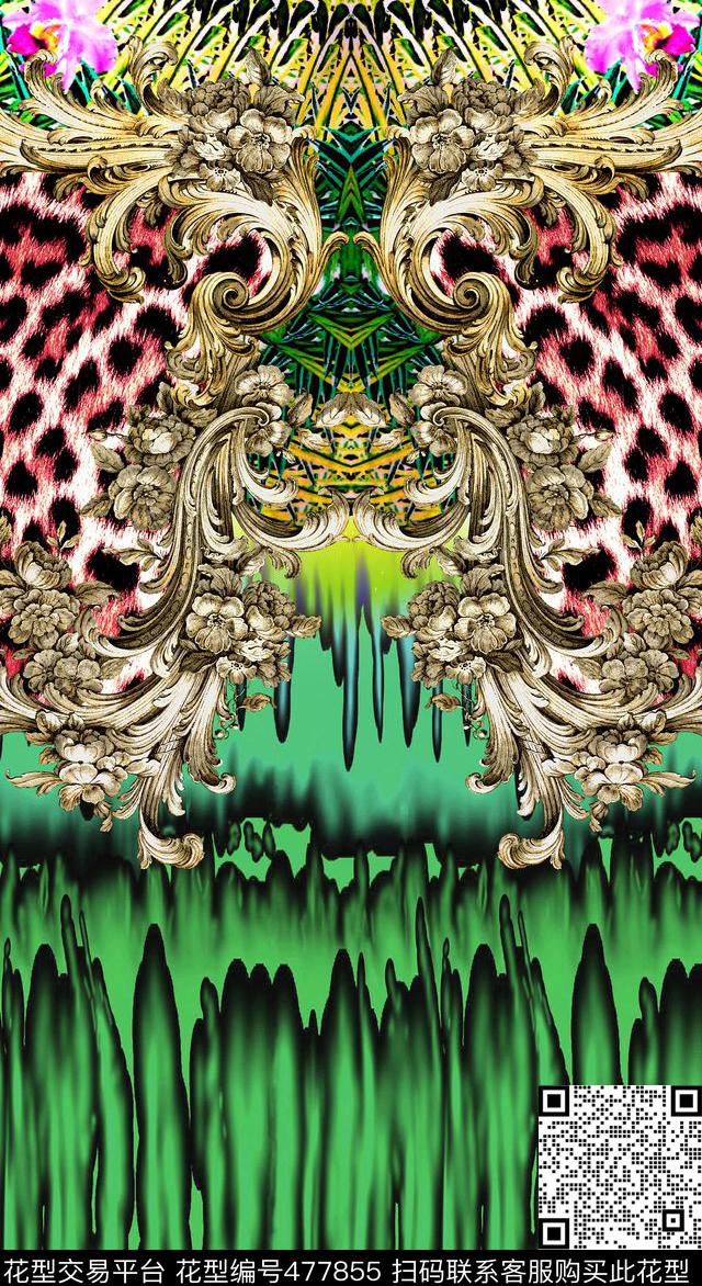 豹纹欧式花纹时尚数码印花华亿平台下载（图片编号: 477855） - 瓦栏（Walan）