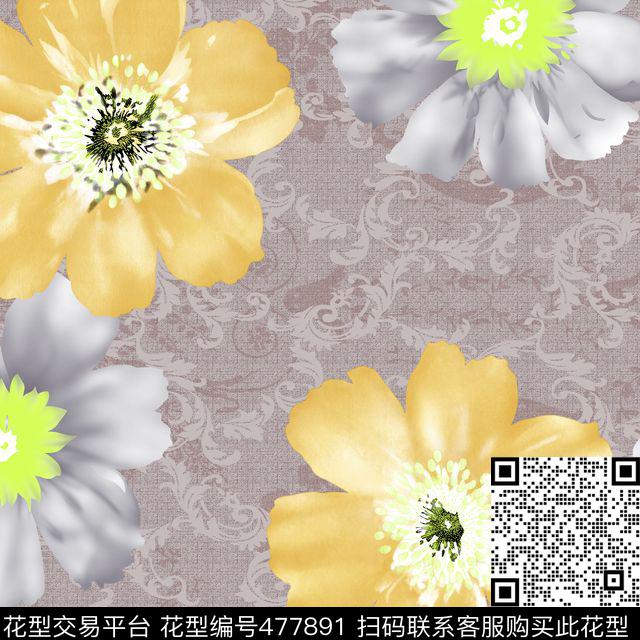 时尚花卉花纹数码印花华亿平台下载（图片编号: 477891） - 瓦栏（Walan）