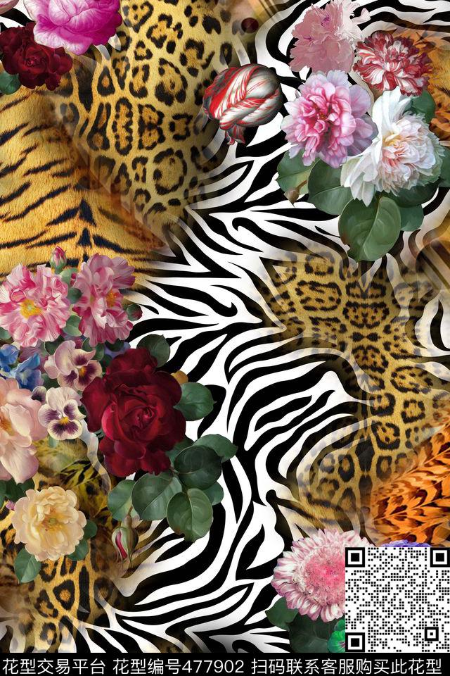 花卉斑马纹豹纹数码印花华亿平台下载（图片编号: 477902） - 瓦栏（Walan）
