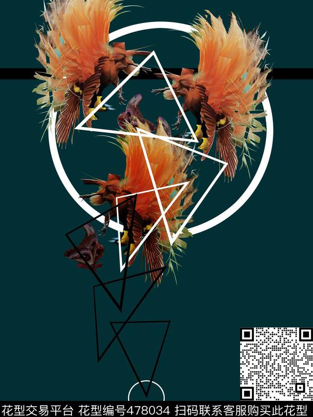 抽象奇妙的生物时尚简单几何数码印花华亿平台下载（图片编号: 478034） - 瓦栏（Walan）