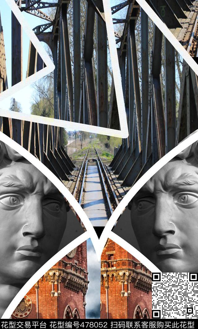 解构风景建筑人人物数码印花华亿平台下载（图片编号: 478052） - 瓦栏（Walan）